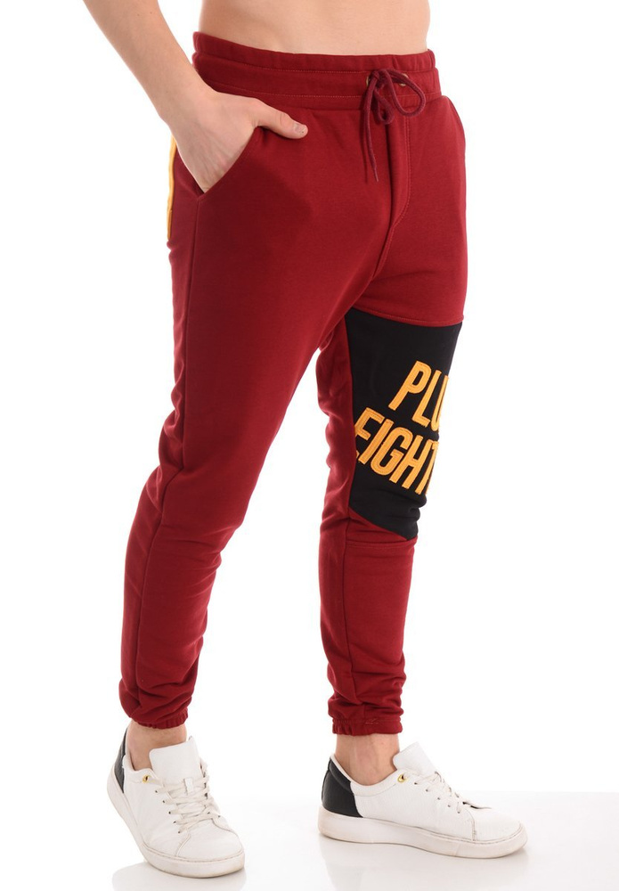 Męskie Spodnie Dresowe Bawełniane Bordowe
