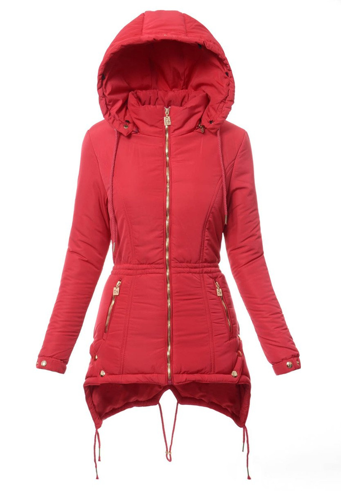 Damska Zimowa Kurtka Ortalionowa Karla Malinowa