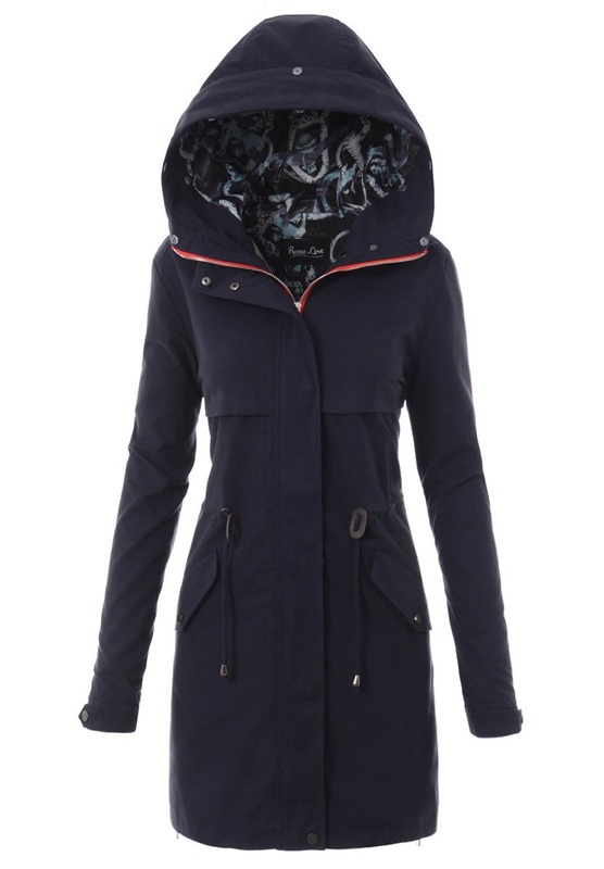 Damska Kurtka Parka Zimowa 2w1 Granatowa