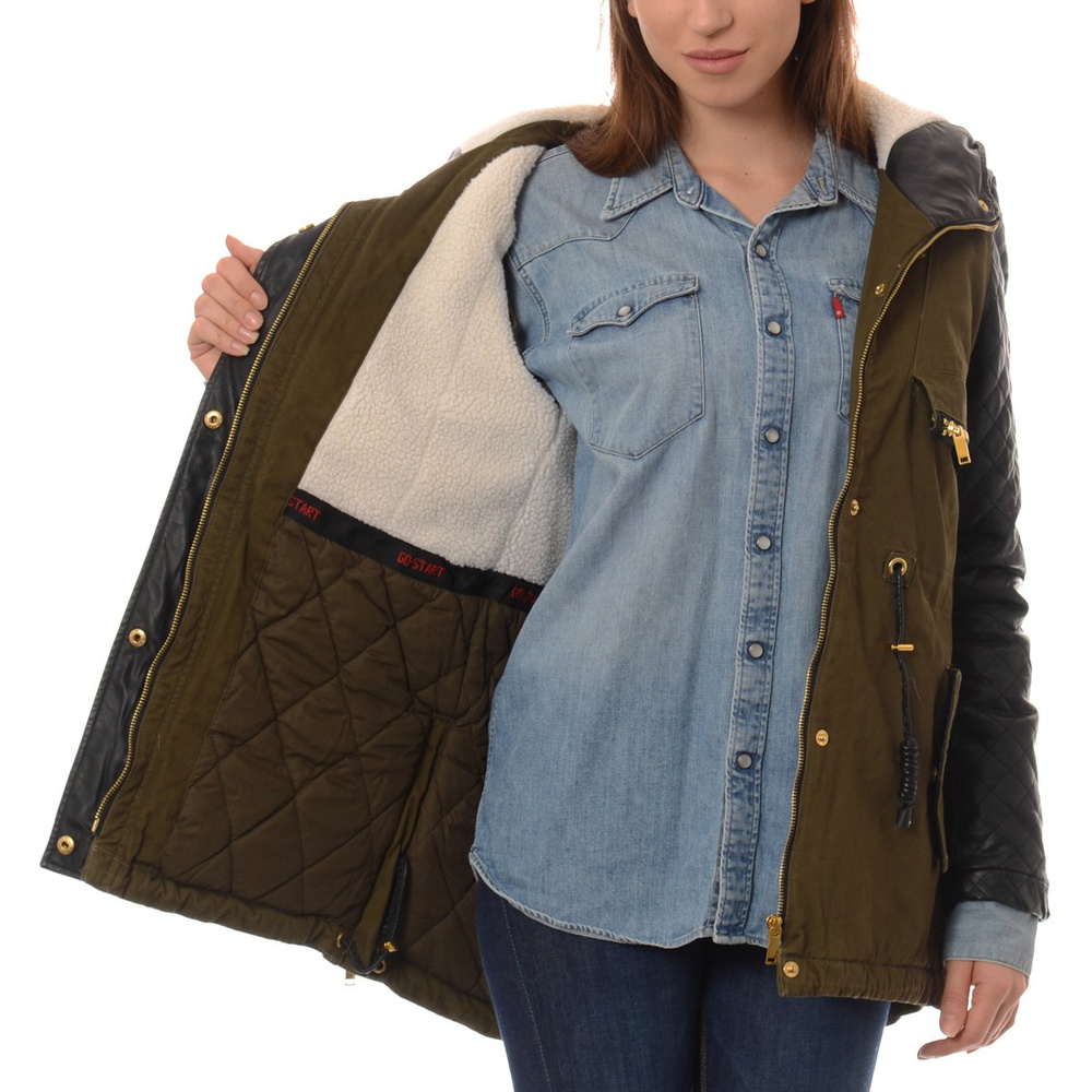 Damska Zimowa Parka Kurtka Oliwkowa (589)