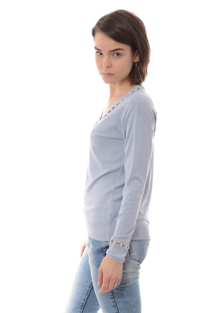 Damska Bluzka Sweterek Perełki Niebieski