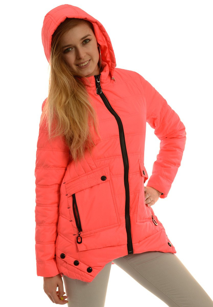 Damska Jesienna Wiosenna Kurtka Różowa Neonowa