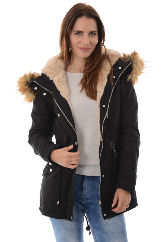 Damska Kurtka Parka Zimowa 2w1 Oktawia Czarna