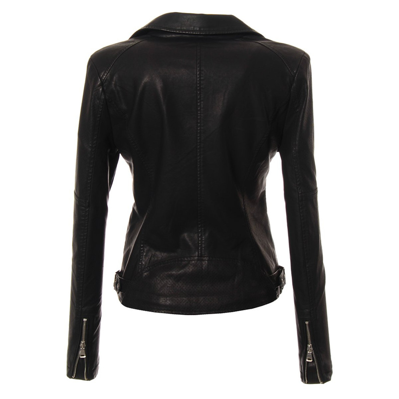 Damska Skórzana Kurtka Ramoneska Czarna