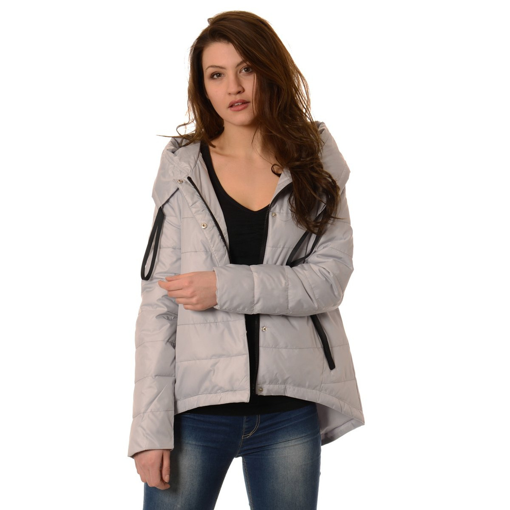 Kurtka Przejściowa Damska Asymetryczna Szara