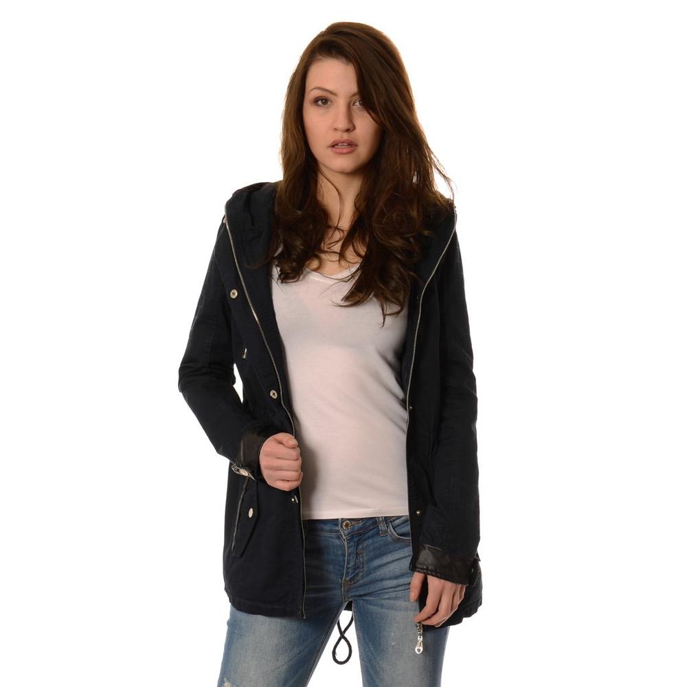 Damska Parka Przejściowa Granatowa