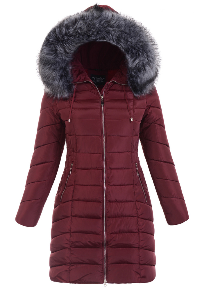Damska Zimowa Kurtka Bordowa