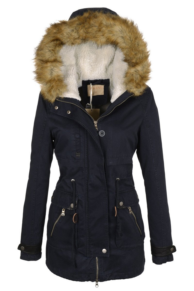 Damska Parka Kurtka Wiosenno Zimowa 2w1 Benita Granatowa