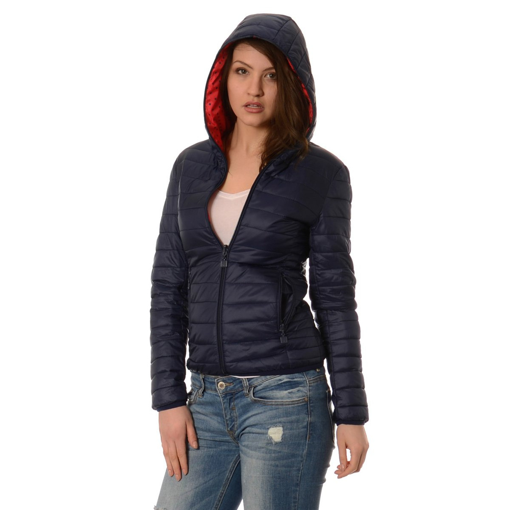 Damska Dwustronna Wiosenna - Jesienna Kurtka Ortalionowa Nadia Granatowo Czerwona