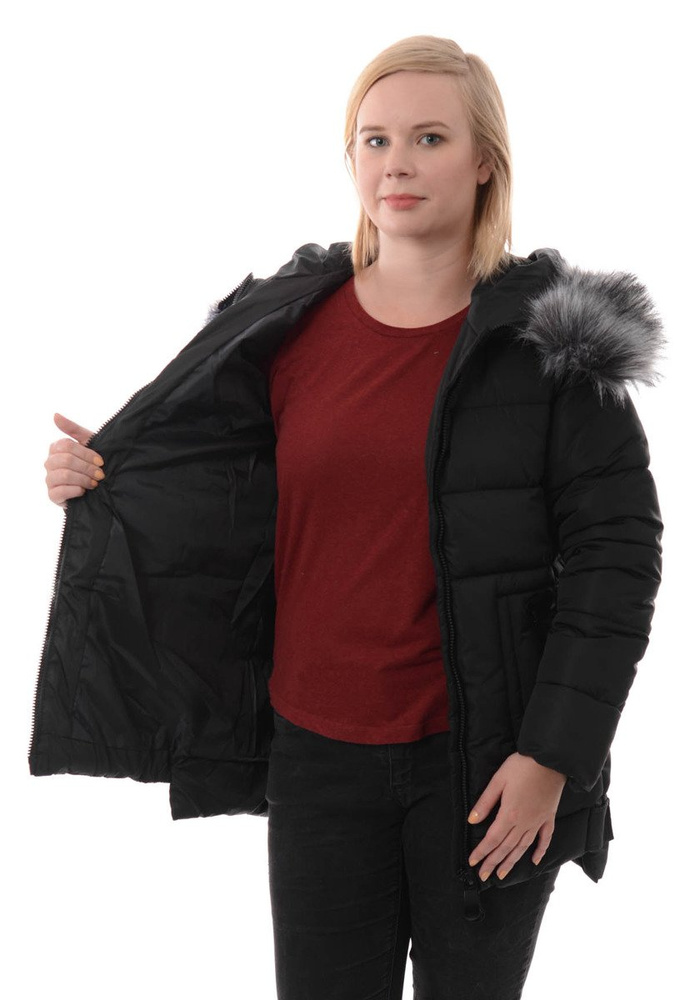 Damska Zimowa Ortalionowa Kurtka Czarna