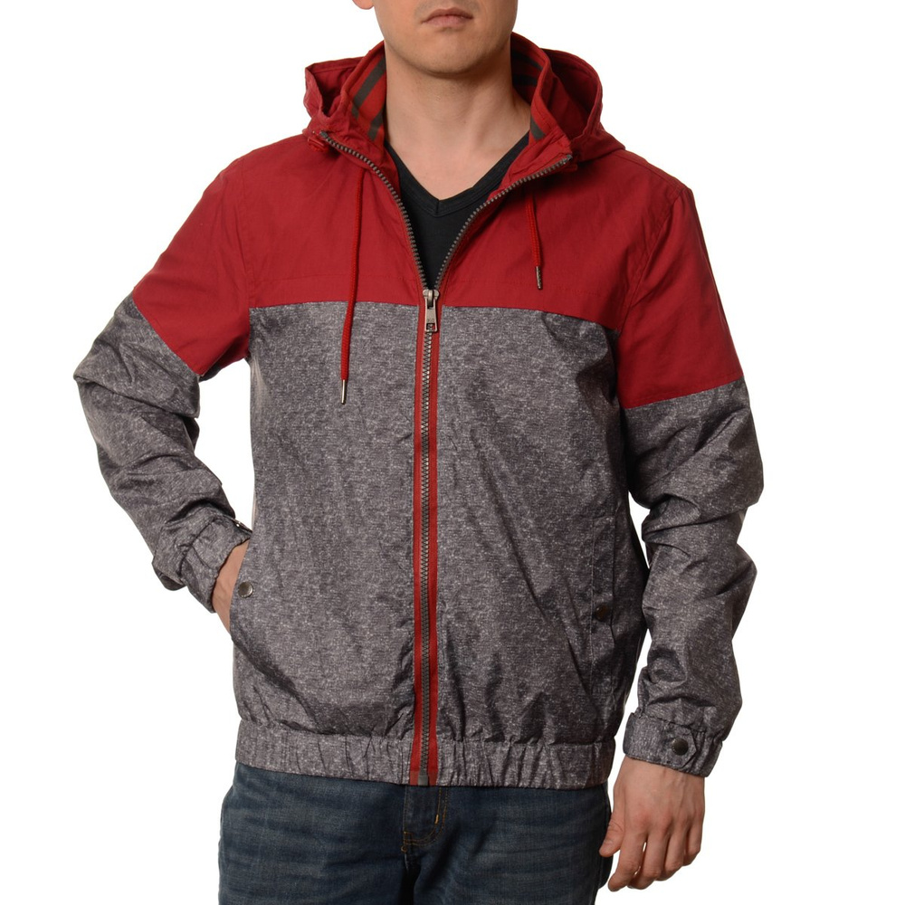 Męska Kurtka Wiosenna - Jesienna Wiatrówka Czerwono Szara