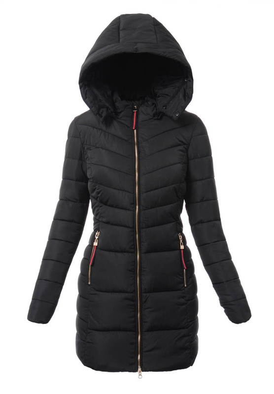 Damska Długa Zimowa Kurtka Ortalionowa Sylwia Czarna