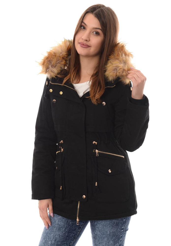 Piękna Damska Kurtka Parka =Czarna