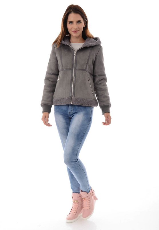 Damska Zimowa Kurtka Kożuszek Miriam Szara
