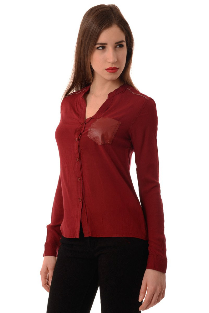 Lekka Zwiewna Koszula Damska Bordowa