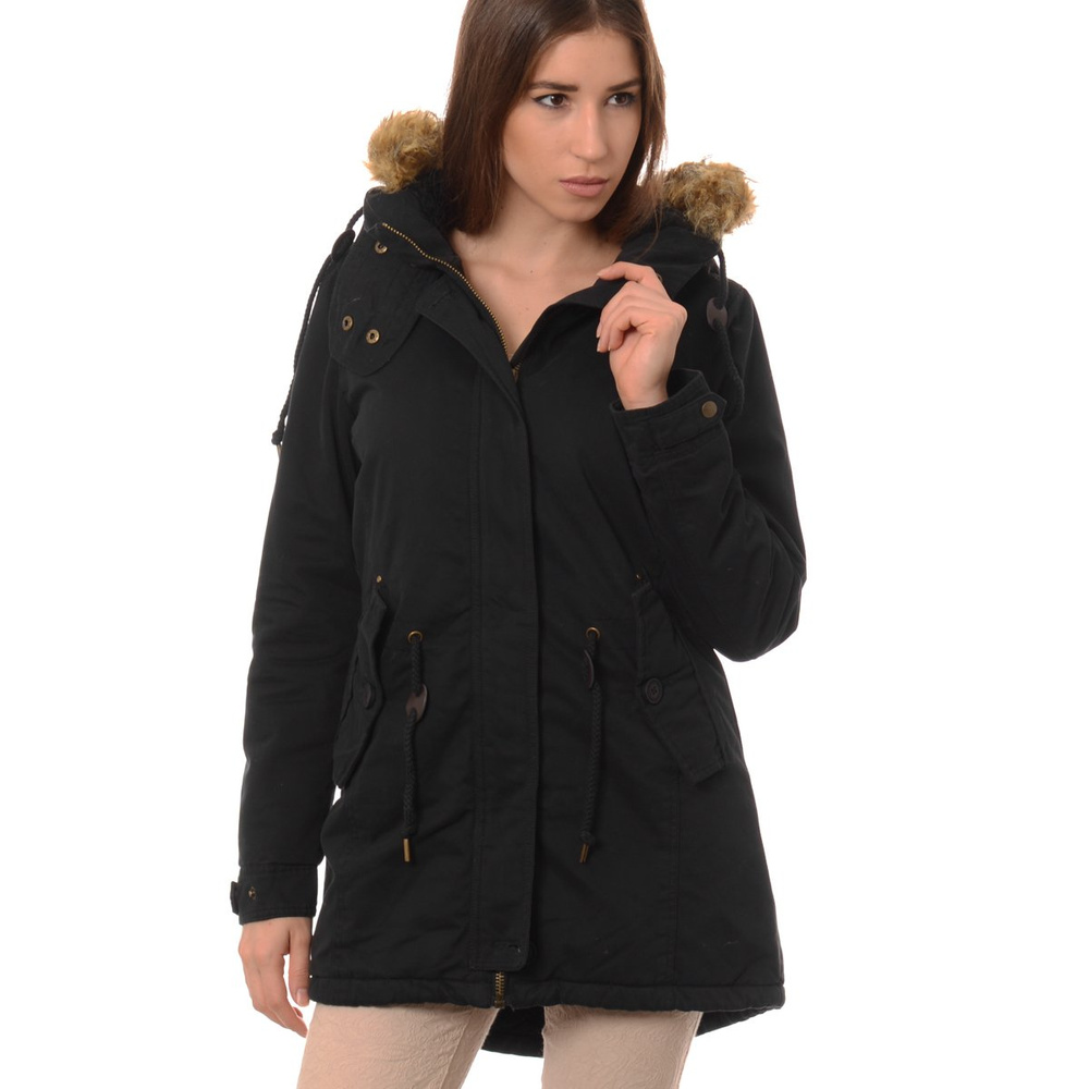 Kurtka Parka Zimowa Futro Czarna