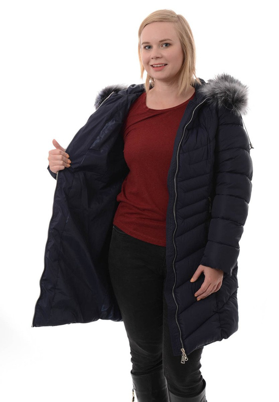 Damska Zimowa Ortalionowa Kurtka Granatowa