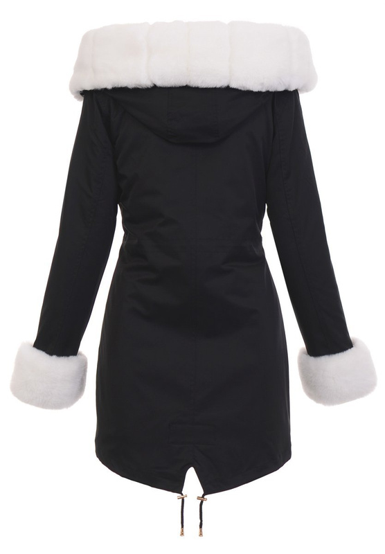 Parka Zimowa 2w1 Czarna Z Białym Futerkiem