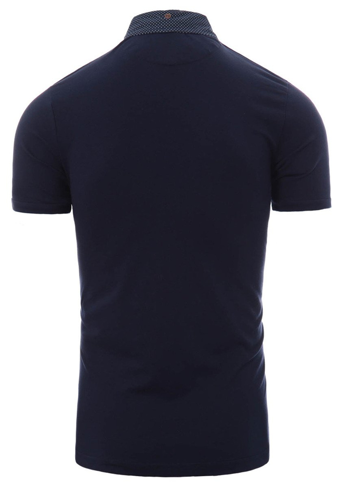 Męska Koszulka Polo Kołnierzyk w Kropki Granatowa