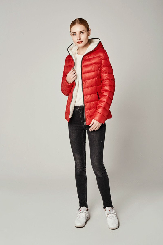 Damska Zimowa Kurtka Ortalionowa Czerwona