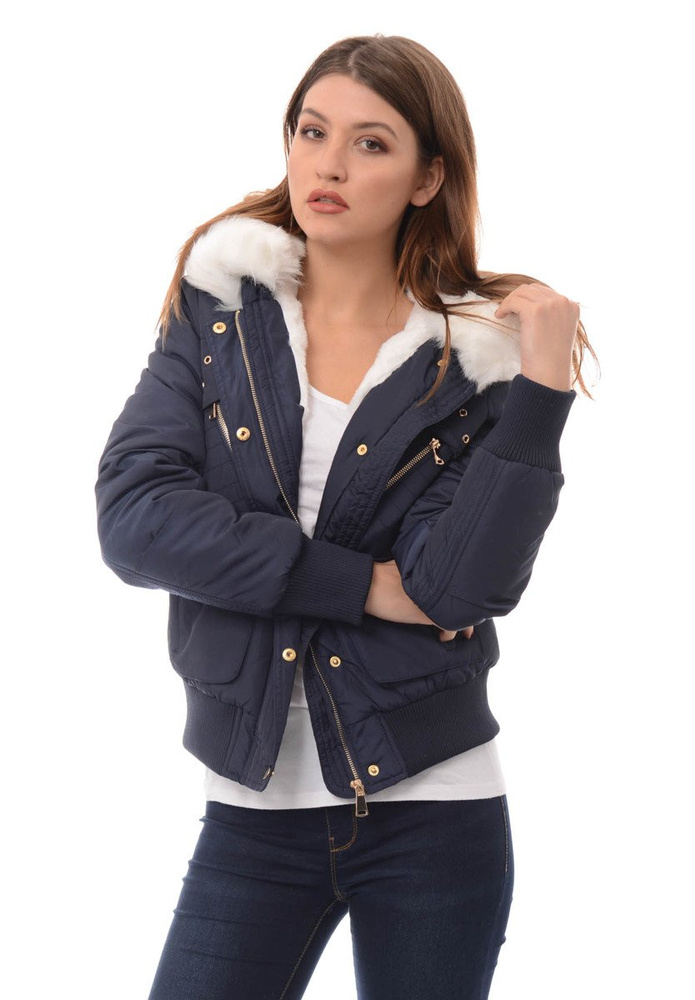 Damska Zimowa Kurtka Bomberka Beata Granatowa