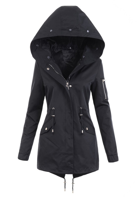 Damska Kurtka Parka 2w1 Dagmara Czarna z Szarym Futerkiem