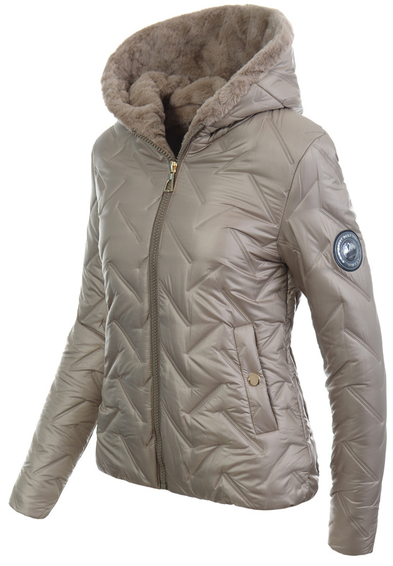 Damska Kurtka Zimowa Regina Beżowa z Beżowym Futerkiem