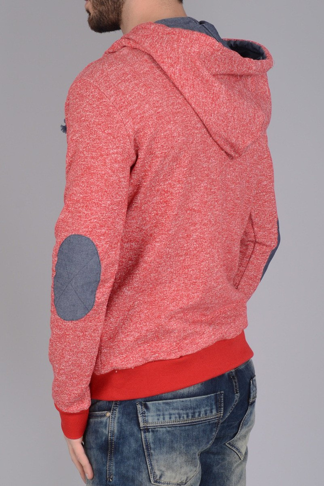 Męska Bluza z Kapturem Melanż Czerwona