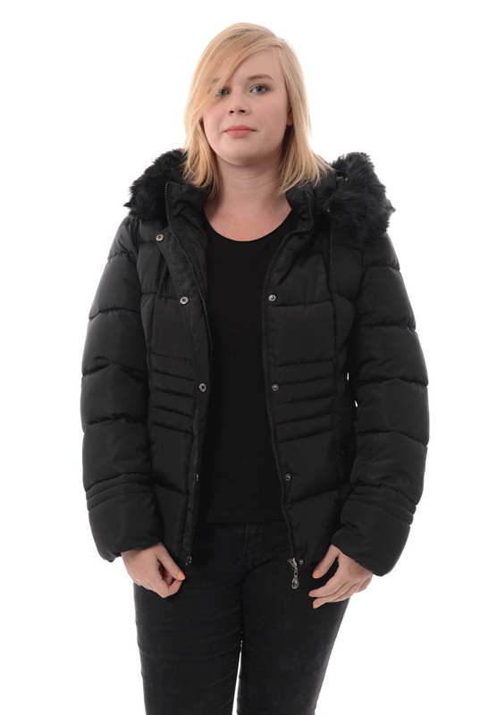 Damska Zimowa Ortalionowa Kurtka Czarna