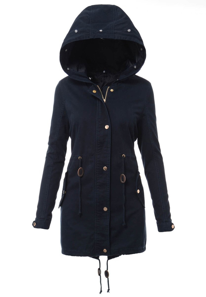 Damska Kurtka Parka Zimowa 2w1 Granatowa Z Białym Futerkiem