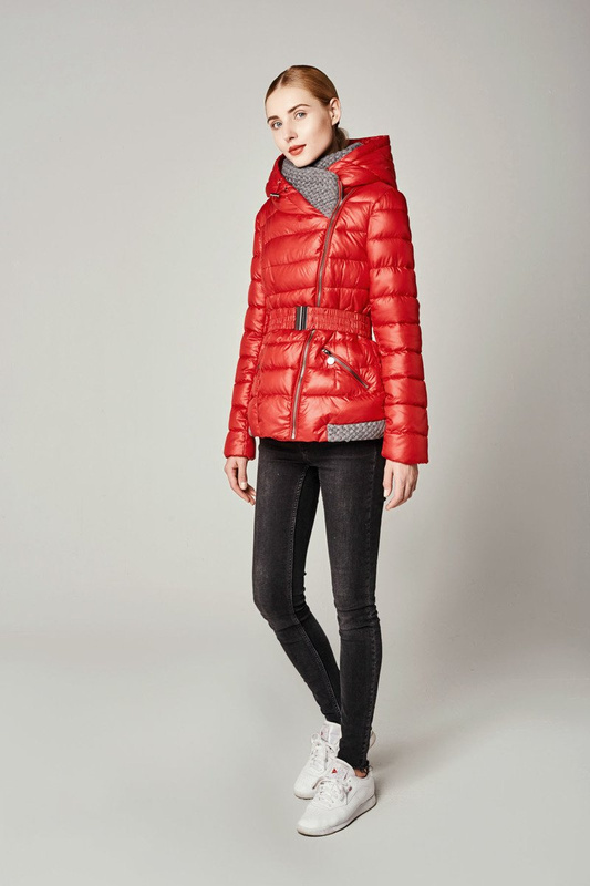 Damska Zimowa Ortalionowa Kurtka Alisa Czerwona