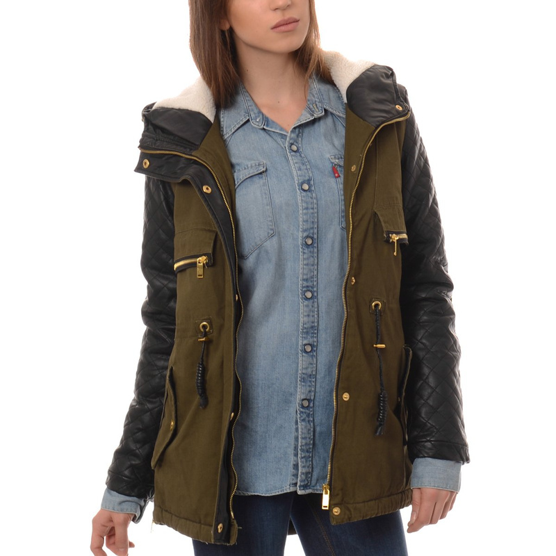 Damska Zimowa Parka Kurtka Oliwkowa (589)