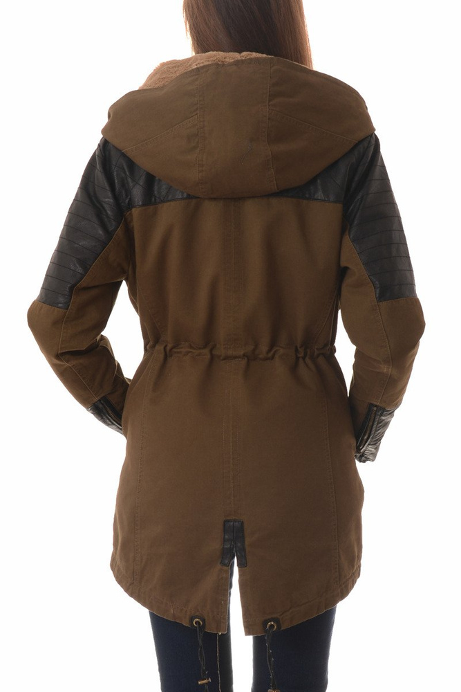 Damska Kurtka Parka 2w1 Jesienna Zimowa Oliwkowa