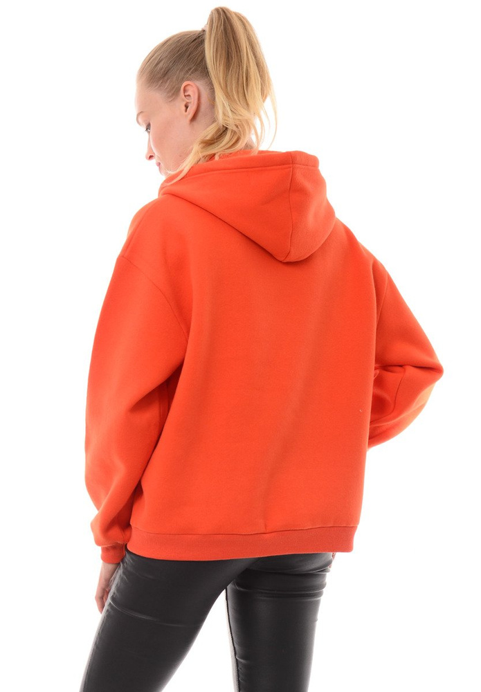 Damska Bluza Oversize Z Kapturem Ceglasta