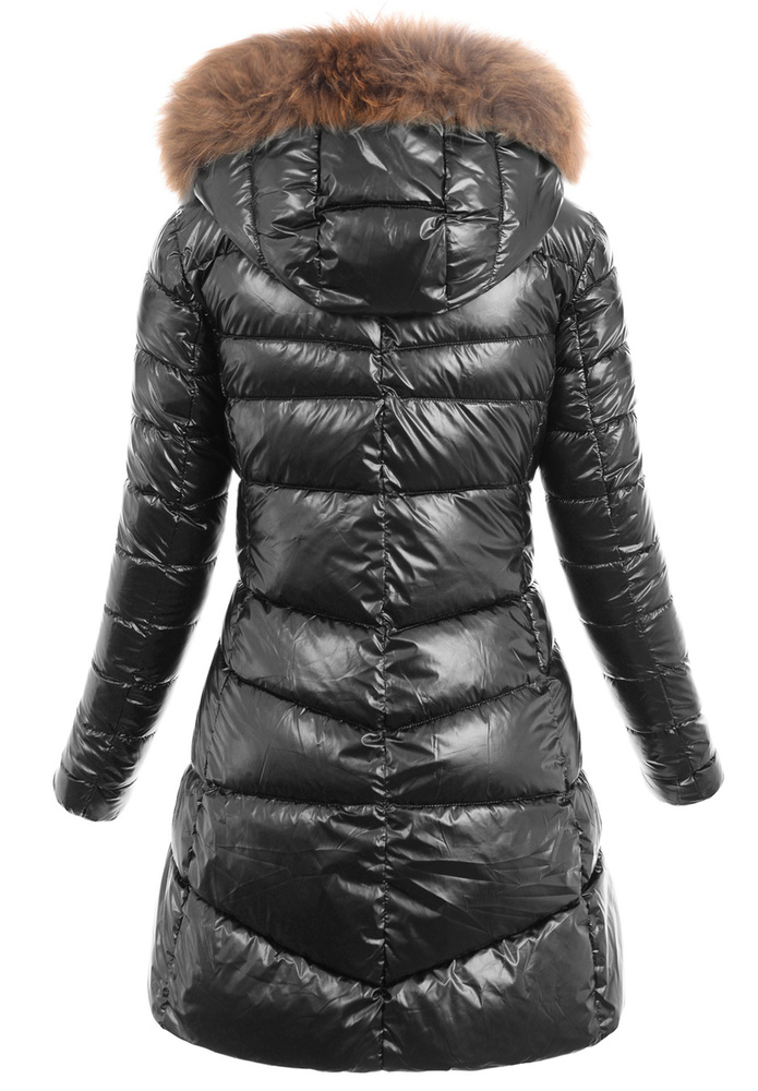 Damska Kurtka Zimowa Ortalionowa Sabrina Czarna Z Naturalnym Futerkiem