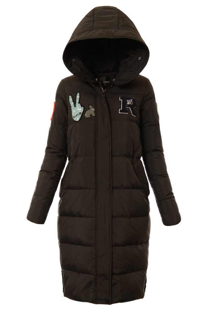 Długa Puchowa Damska Kurtka Zimowa Darcy Czarna