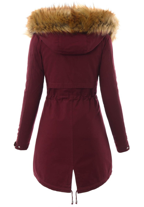 Damska Kurtka Parka Zimowa 2w1 Bordowa