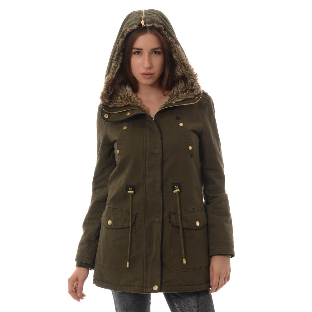 Damska Parka Kurtka Zimowa Zielona