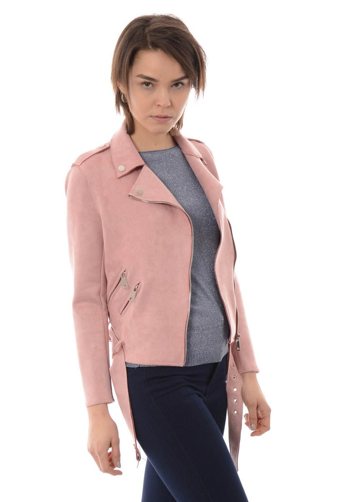 Ramoneska Różowa Kurtka z Zamszu