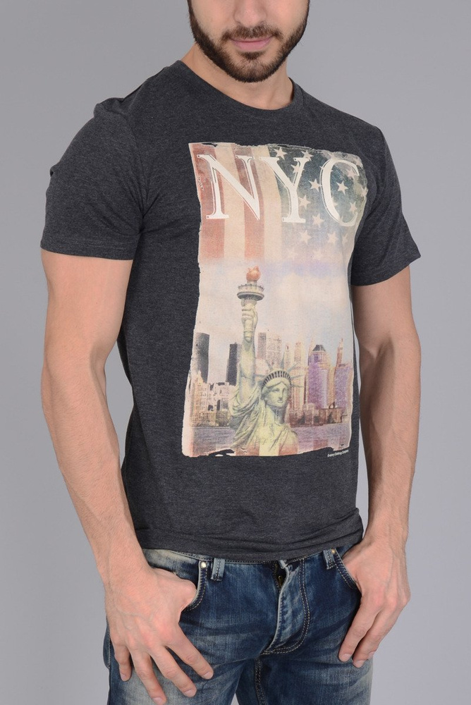 Męska Koszulka T-shirt Nadruk NYC Grafit