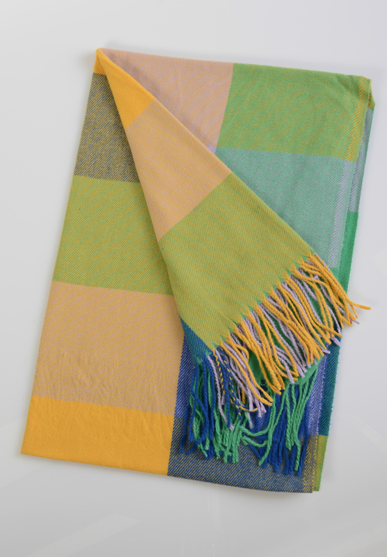 Szal Damski Zielony W Kratę