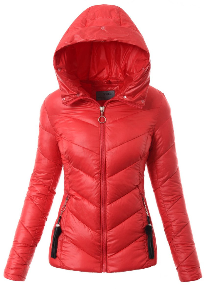 Damska Zimowa Kurtka Ortalionowa Czerwona
