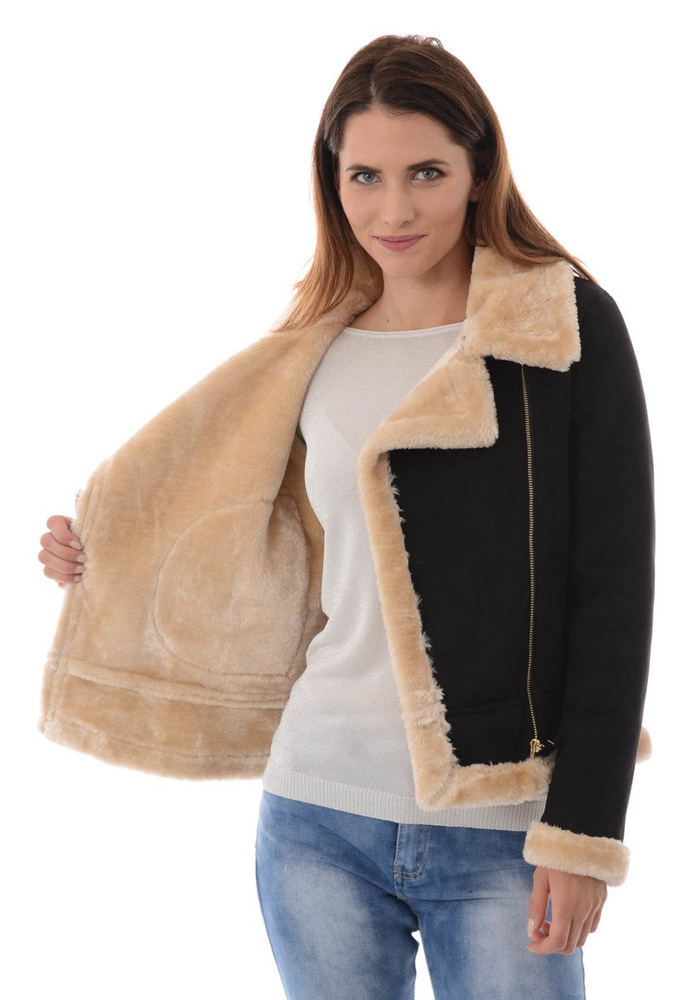 Damska Zimowa Kurtka Kożuszek Aurora Czarna