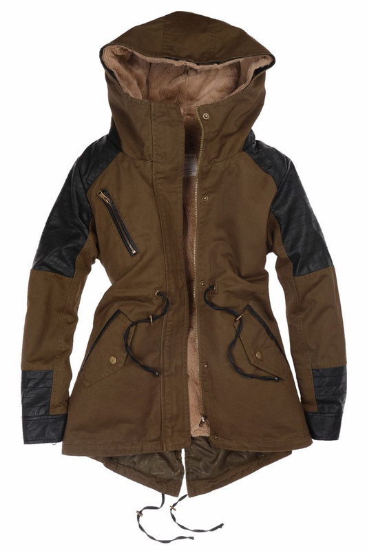 Damska Kurtka Parka 2w1 Jesienna Zimowa Oliwkowa