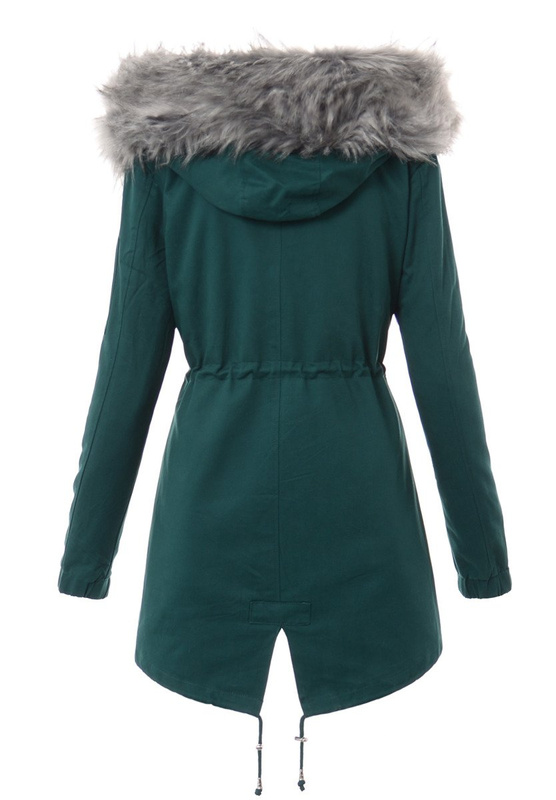 Damska Kurtka 2w1 Emilia Zielona z Szarym Futerkiem