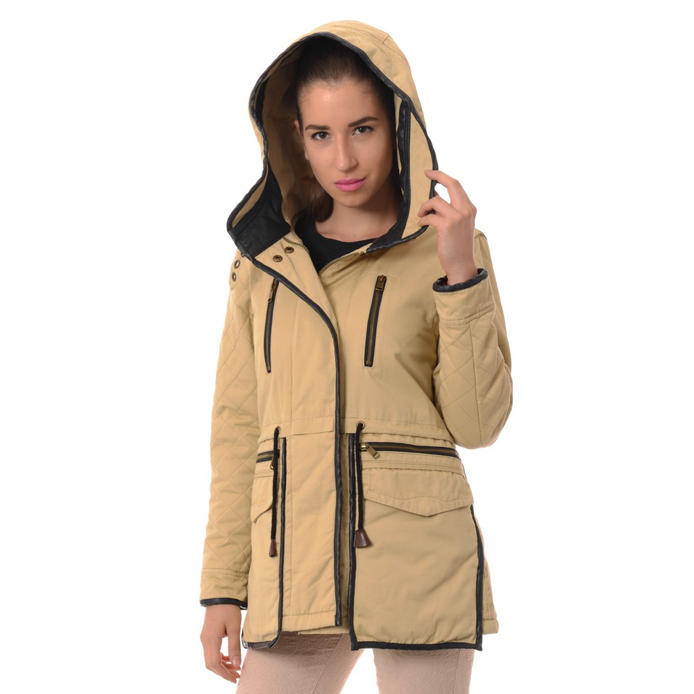 Damska Zimowa Kurtka Parka Beżowa