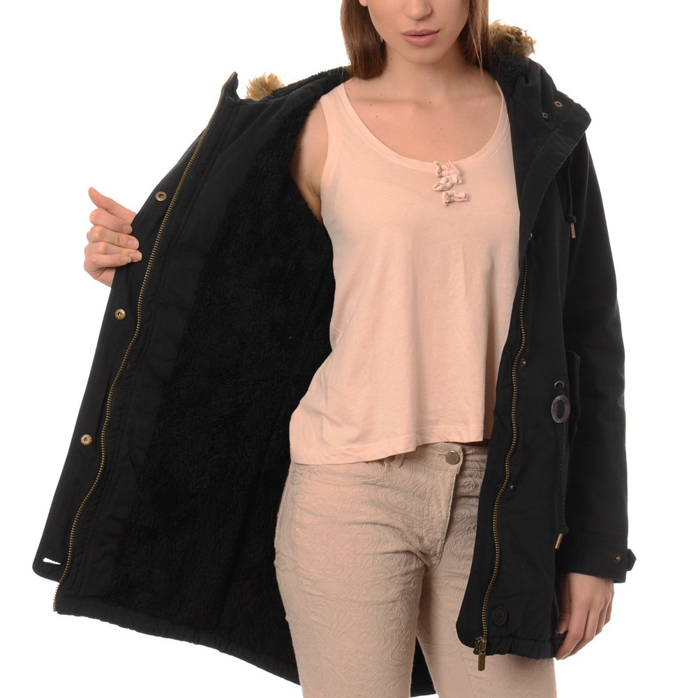 Kurtka Parka Zimowa Futro Czarna