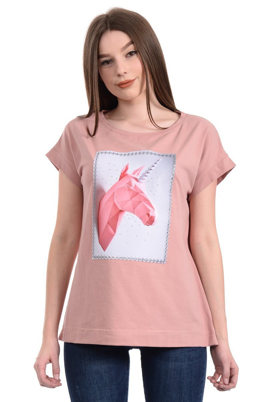 Damska Koszulka z Nadrukiem Różowa