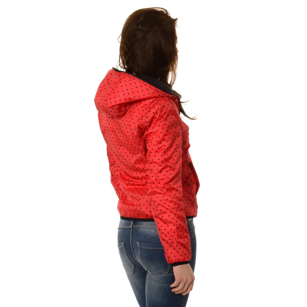 Damska Dwustronna Wiosenna Kurtka Ortalionowa Nadia Czarno Czerwona