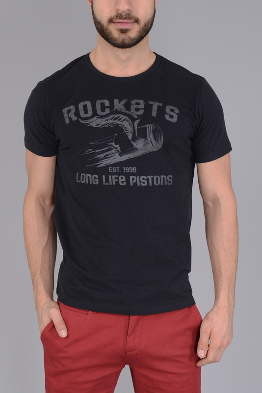 485 Męska Koszulka T-shirt GS Nadruk Czarna